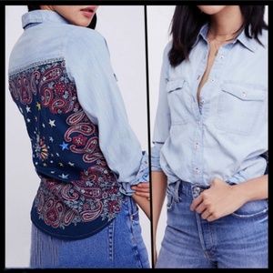 Free People- Bandana Bandit Boho Denim Shirt- M
